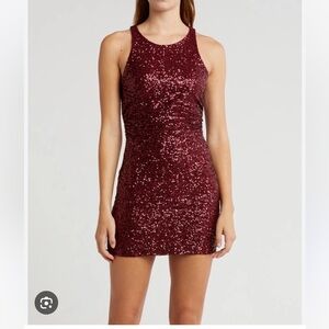 Abound Burgundy Sequin Mini Dress